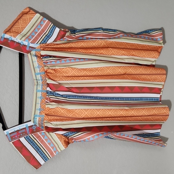 Aztec Blouse Sizd 2XL Womens Crop Top Southwest Western Stripe - Picture 2 of 11